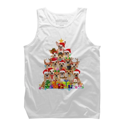 Men's Design By Humans Christmas Pajama Chihuahua Tree By MINHMINH Tank Top - Image 6
