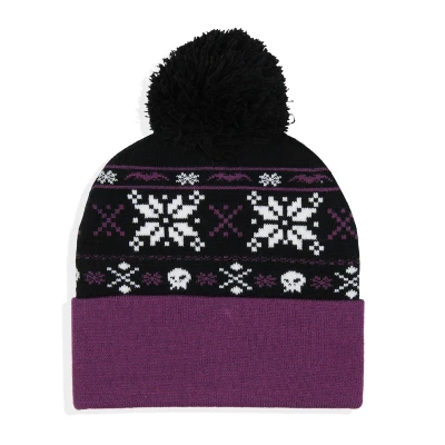 Disney The Nightmare Before Christmas Fair Isle Jack Skellington Cuff Beanie Purple