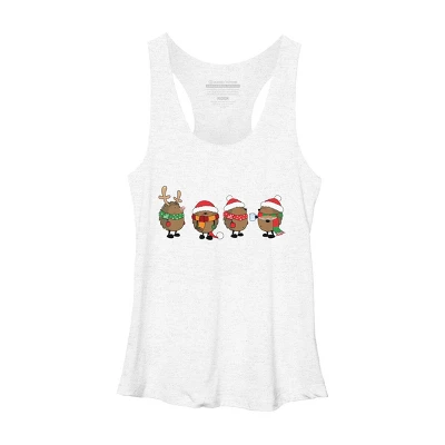 Women's Design By Humans Christmas Hedgehogs By Mangulica Racerback Tank Top - Image 5