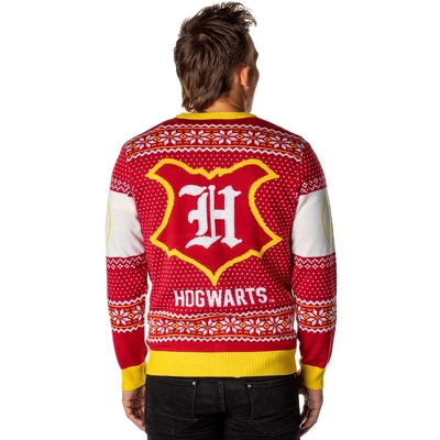 Harry Potter Men's Hogwarts Houses Ugly Christmas Sweater Cardigan