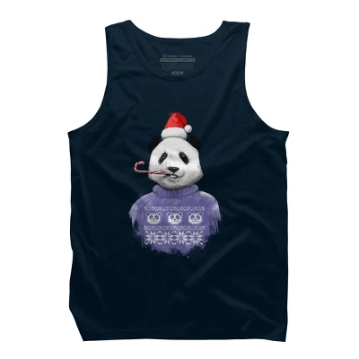 Men's Design By Humans Christmas Panda By NikKor Tank Top - Image 5