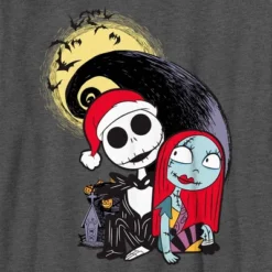 Boy's The Nightmare Before Christmas Jack And Sally Christmas Portrait T-Shirt