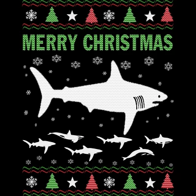 Junior's Design By Humans Shark Christmas By Sophialada T-Shirt