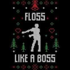 Women's Design By Humans Floss Like A Boss Ugly Christmas Sweater By Shirtpublic Racerback Tank Top