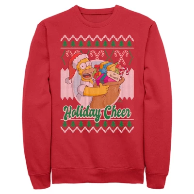 Men's The Simpsons Christmas Homer Holiday Cheer Sweater Print Sweatshirt - Image 3