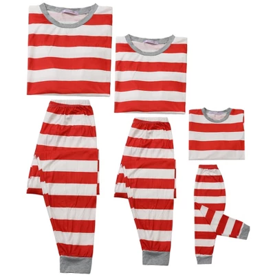 Cheibear Striped Winter Xmas Christmas Family Matching Sleepwear Set Red-Stripes - Image 3