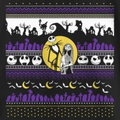 Girl's The Nightmare Before Christmas Jack And Sally Halloween Print T-Shirt