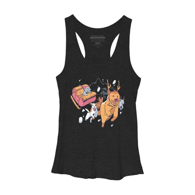 Women's Design By Humans Christmas Santa Cat By ArtStyleAlice Racerback Tank Top - Image 3