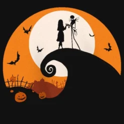 Girl's The Nightmare Before Christmas Jack And Sally On Spiral Hill T-Shirt
