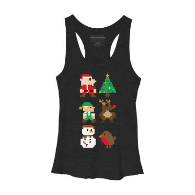 Women's Design By Humans 8Bit Christmas By JakeSmith Racerback Tank Top - Image 3