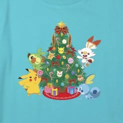 Girl's Pokemon Christmas Holiday Tree Friends Crop Top T-Shirt