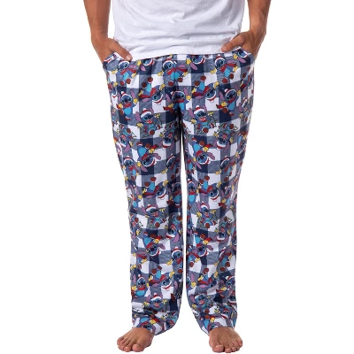 Disney Mens' Christmas Santa Lilo & Stitch Film Movie Sleep Pajama Pants Blue - Image 4