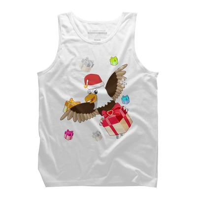 Men's Design By Humans Santa American Bald Eagle Christmas T-Shirt By Thebeardstudio Tank Top - Image 6