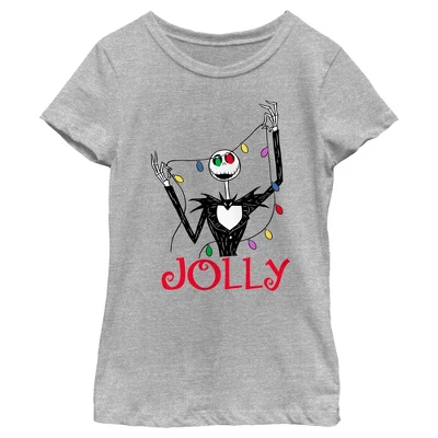Girl's The Nightmare Before Christmas Jack Jolly Christmas Lights T-Shirt - Image 4