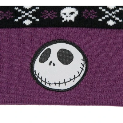 Disney The Nightmare Before Christmas Fair Isle Jack Skellington Cuff Beanie Purple - Image 2