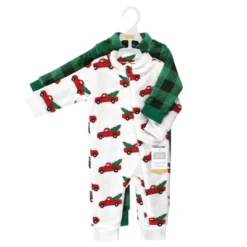 Hudson Baby Unisex Baby Plush Jumpsuits, Christmas Tree Truck