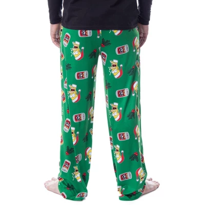 The Simpsons Mens' Christmas Homer Duff Beer And Holly Sleep Pajama Pants
