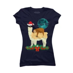 Junior's Design By Humans Llama With Glasses Sleeping Sloth Christmas Santa By TeeShirtMadness T-Shirt -Opposuits Store GUEST 193c6a2f c20b 4cd8 baa3 230660c901a3