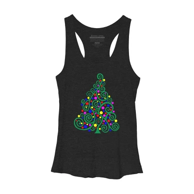 Women's Design By Humans Doodle Christmas Tree By DesignsbyDarrin Racerback Tank Top - Image 3