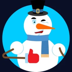 Junior's Design By Humans Snowman Thumbs Up Winks Emoji. New Year And Christmas By Roplon T-Shirt