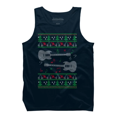 Men's Design By Humans Guitar Christmas By Sophialada Tank Top - Image 5