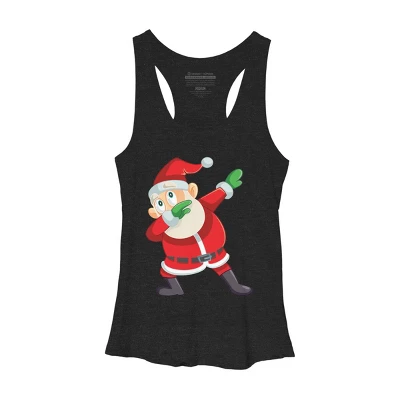 Women's Design By Humans Christmas Dabbing Santa Claus By GiftsIdeas Racerback Tank Top - Image 3