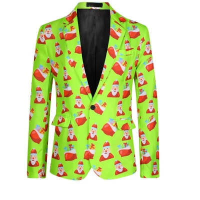 Lars Amadeus Men's Notch Lapel Christmas Costumes Printed Blazer - Image 6