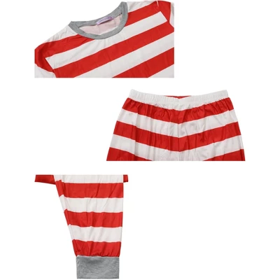 Cheibear Striped Winter Xmas Christmas Family Matching Sleepwear Set Red-Stripes - Image 4
