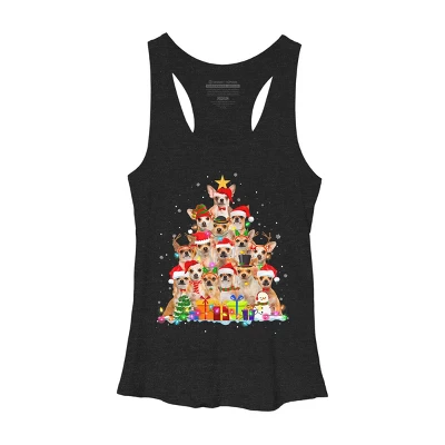 Women's Design By Humans Christmas Pajama Chihuahua Tree By MINHMINH Racerback Tank Top - Image 3