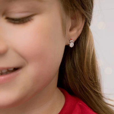 Girls' Christmas Snowman Standard Sterling Silver Earrings - In Season Jewelry - Image 2