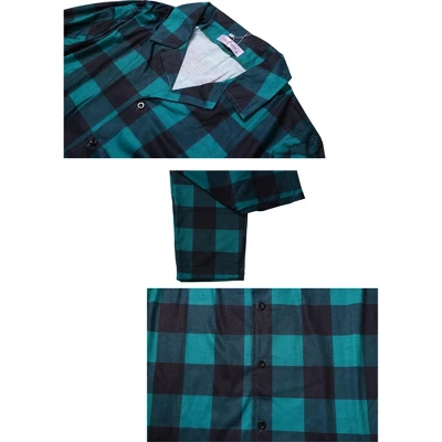 Cheibear Christmas Plaid Long Sleeve Tee With Pants Loungewear Family Pajama Sets - Image 3