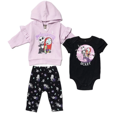 Disney Nightmare Before Christmas Oogie Boogie Fleece Pullover Hoodie Bodysuit & Pants 3 Pcs Outfit Set Newborn To Infant - Image 7