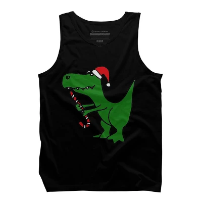 Men's Design By Humans Funny Christmas Green T-rex Dinosaur By SmileToday Tank Top - Image 4