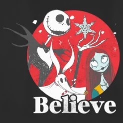 Women's The Nightmare Before Christmas Christmas Believe Jack And Sally T-Shirt