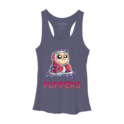 Women's Design By Humans Comfy Christmas Pupper By Puppers Racerback Tank Top - Image 4