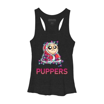 Women's Design By Humans Comfy Christmas Pupper By Puppers Racerback Tank Top - Image 3