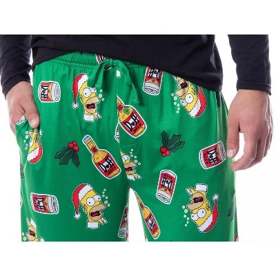 The Simpsons Mens' Christmas Homer Duff Beer And Holly Sleep Pajama Pants - Image 3