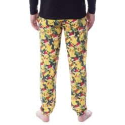 Pokemon Mens' Pikachu Christmas Santa Toss Print Sleep Pajama Jogger Pants