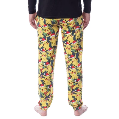 Pokemon Mens' Pikachu Christmas Santa Toss Print Sleep Pajama Jogger Pants