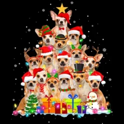 Men's Design By Humans Christmas Pajama Chihuahua Tree By MINHMINH Tank Top