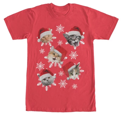 Men's Lost Gods Ugly Christmas Cat Snowflakes T-Shirt - Image 3