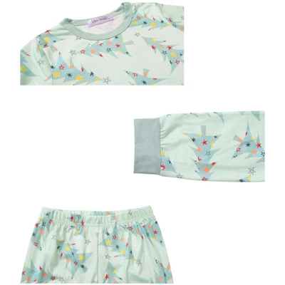 Cheibear Christmas Tree Long Sleeve Tops With Pants Lounge Family Pajama Sets Green - Image 3