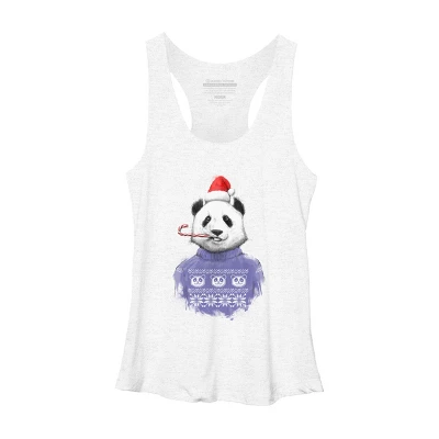 Women's Design By Humans Christmas Panda By NikKor Racerback Tank Top - Image 5