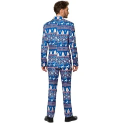 Suitmeister Men's Christmas Suit - Christmas Blue Nordic - Blue