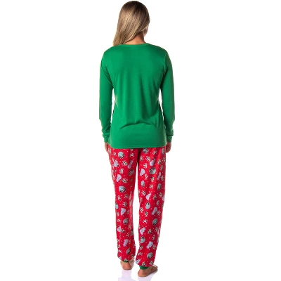Star Wars Women's The Mandalorian Christmas Baby Yoda Jogger Pajama Set Green - Image 3
