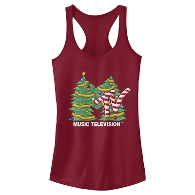 Junior's MTV Christmas Tree Logo Racerback Tank Top - Image 2
