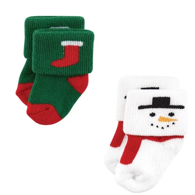Hudson Baby Infant Boys Cotton Rich Newborn And Terry Socks, 12 Days Of Christmas Santa - Image 5