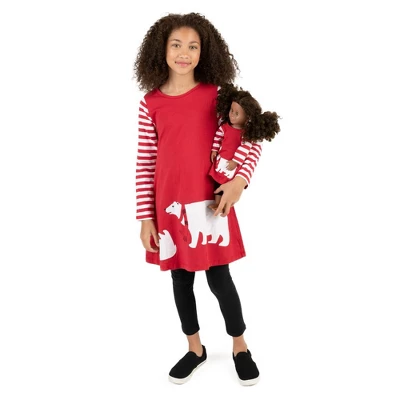 Leveret Girl And Doll Matching Christmas Cotton Dress - Image 6