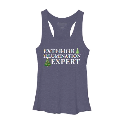 Women's Design By Humans Christmas Exterior Illumination Expert By Shirtpublic Racerback Tank Top - Image 4
