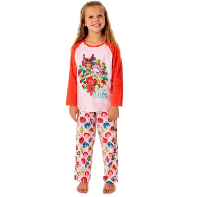 Barbie Girls' Christmas Santa Characters Tis The Season Sleep Pajama Set Pink - Image 6